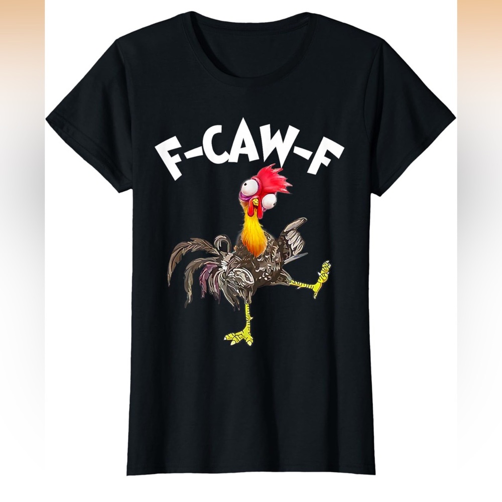 Black Graphic T-Shirt with Rooster Design